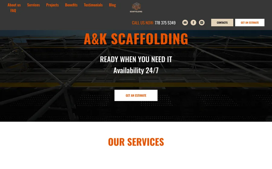 AK Scaffolding website