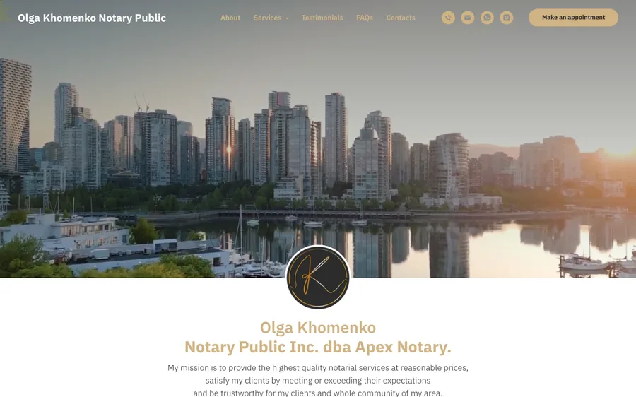 Olga BC Notary website